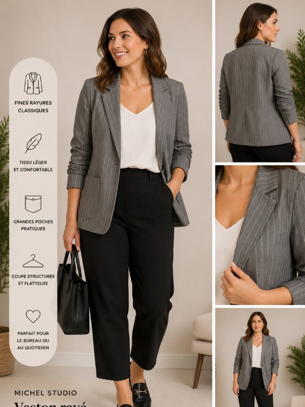 MICHEL STUDIO — PINSTRIPE BLAZER — SIZE 14